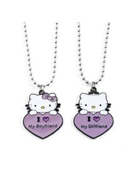 1 collar de pareja Sanrio Hello Kitty, collar colgante de "Amo a mi novia novio" para regalos de San Valentín, accesorios