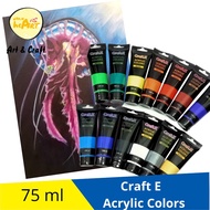 Craft.E Acrylic Paint 75 ml / Arcylic Colors / Waterproof Paint / Non Toxic Paint