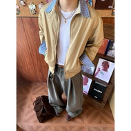 แจ็คเก็ตกีฬาสไตล์อเมริกันย้อนยุคสำหรับผู้ชาย CleanFit Patchwork Stand Collar Barn Style Workwear Jac