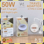Original Adapter 50W Fast Charger 2 TYPE-C + 4 USB USB Power Adapter USB HUB Cable 1 Meter Original 