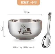 SET Bát Thìa Inox 2 lớp Cao Cấp Chống Nóng Cho Bé Bát Thìa Cho Bé Tập Ăn