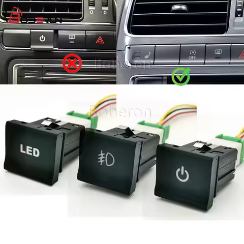 Car Red LED DRL Fog Light Front Rear Fog Light Radar Music Power Supply On Off Switch Button For Vol