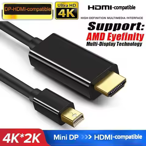 1.8M Mini DP Display Port Thunderbolt 2 To HDMI-compatible Cable Pro Adapter Plated Gold for Macbook