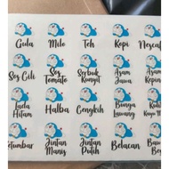 77 pcs sticker dapur waterproof design kartun