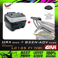 SET KOMBO KOTAK/BOX GIVI B32N-ADV TOP CASE + GIVI YAMAHA LC135 FI V8 HRX (LATEST HRV +LED LIGHT) EXTREME HEAVY DUTY RACK