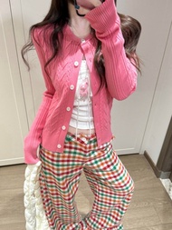 Dopamine Dopamine Korean Sweet Style Women's Dopamine Pink Red Knitted Sweater