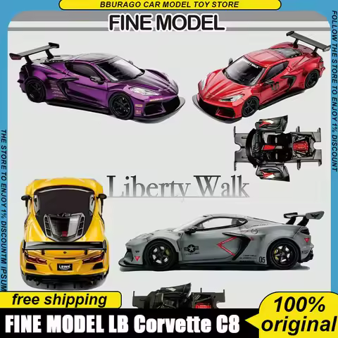 Fine Model 1:64 Lb Corvette C8 Diecast Car Model Limited Edition 999pcs Each With Acrylic Base And C