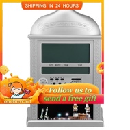 Onebuycart Alarm Clock Muslim Islamic Prayer Praying Azan Athan Wall Silver with Pen  Table