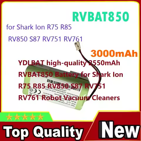 YDLBAT high-quality 3000mAh RVBAT850 Battery for Shark Ion R75 R85 RV850 S87 RV751 RV761 Robot Vacuu