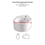 Corner Wall Hug Counter Top Basin CB-3010C-WT Italy Brand