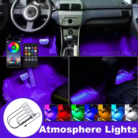 Car Music Ambient Light RGB 4 in 1 LED For Lotus L6 T5 L3 L5 Wireless Remote APP USB Accessories