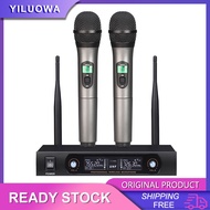 UHF Dual Wireless Microphone Karaoke System 2 Channel 2 Cordless Handheld Mic KTV