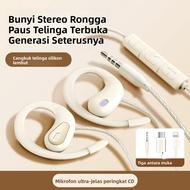 Sports Ear Hook Wired Earphone 3.5mm Open Ear Non-Slip with Mic Universal for iPhone Samsung Huawei