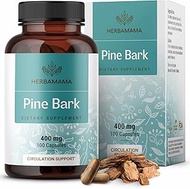 Herbamama Pine Bark Extract 100 Capsules - French Maritime Pine Bark Extract for Heart Health & Bloo