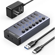 Ugreen UG90305CM481TK 7port 12/2A vỏ nhôm Bộ chuyển đổi Hub sạc thông minh USB + chia USB 7 cổng và