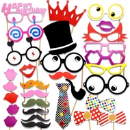 31 Pcs Happy Birthday Photo Booth Props Funny DIY Creative Birthday Decor For Celebrating Birthday