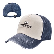 New Style Tissot (2) Cowboy Contrast Color Washed Hat Adult Cowboy Hat Old Hat 100% Cotton Curved Brim Sun Hat Adjustable Men Women Influencer Same Style Cap Simple Casual All-Match Unisex Baseball Cap