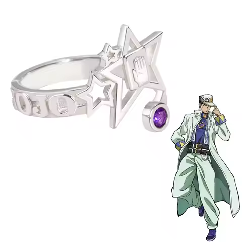 Anime JoJos Bizarre Adventure Ring Kujo Jotaro Cosplay Unisex Adjustable Rings Accessories Jewelry G