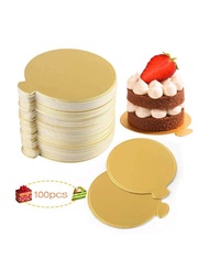 100入組圓慕斯餐飲墊紙杯蛋糕包裝紙糕點地墊金色難紙板加厚底座
