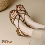 Giày cao gót nữ đẹp đế vuông 3p hàng hiệu rosata hai màu đen nâu ro569