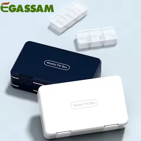 Pill Organizer 3 Times a Day, Weekly Pill Box Medicine Organizer Box,Travel Double Side 7 Day Pill C