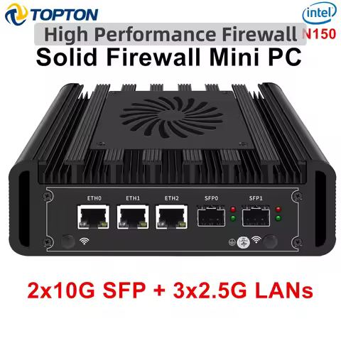 Topton Metal VPN Firewall Mini PC 2x 10G SFP+ 3x 2.5G NICs I226-V Intel I3 N305 N300 N150 DDR5 NVMe 