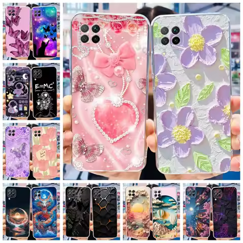 For Huawei P40 Lite Case P40Lite JNY-L21A JNY-L01A Cover Popular Flower Soft Clear Silicone Bumper F