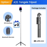 JUFOSIEN A35 Tongsis Tripod Bluetooth Remote Self Stick hp handphone holder Tripot Kaki Stabilizer 160CM Tongkat Selfie