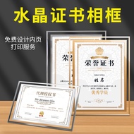 Award Certificate Frame Graduation Appointment Letter Authorization Letter Design Glass Crystal Hono
