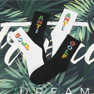 2021 unisex Fashion Street Men Socks Hip Hop Colorful Letter Golf White Black Socks Women Cross Casu