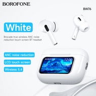 BOROFONE TWS ไร้สายที่แท้จริง BW76 ANC หูฟังลดเสียงรบกวน LED อัจฉริยะบลูทูธจอสัมผัสชุดหูฟังพร้อมไมโค