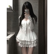 French Laced-Up Cake Thin Cardigan Hot Girl Bust Early Autumn Desire Female Sweet Suit Top Show Shor