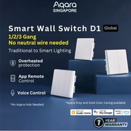 AQARA Smart Wall Switch D1 Global Version (1/2/3 Gang) ZigBee No Capacitor Needed HomeKit Automation