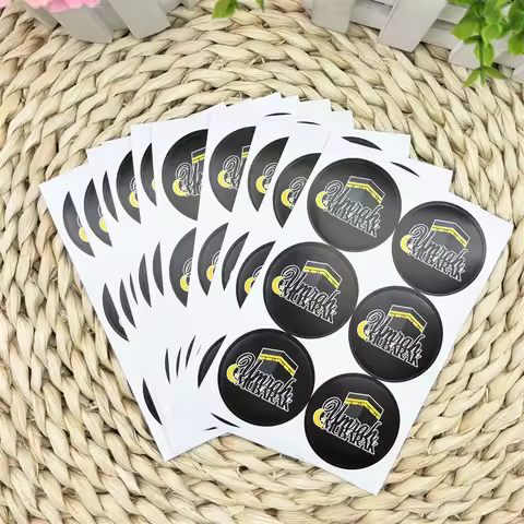 60Pcs 4cm Umrah Mubarak Paper Stickers Ramadan kareem Decor Gift Candy Box Seal Labels Stickers Isla