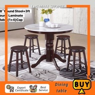 LPC MALL 3ft / 4ft / 2.5x4ft & Round Laminate White Marble Top With Rubber Wood Leg Murah Cantik Mod