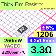 3.3R 1206 ±5% SMD Thick Resistor 3.3R 3R3 RC1206JR-073R3L YAGEO
