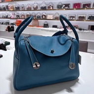 愛馬仕lindy30牛仔藍銀扣，框o刻印