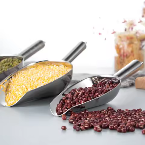 1Pcs Stainless Steel Ice Scoop Bar Pub Home Kitchen Ice Cubes Spice Sugar Flour Nut Scoop Kitchen Ga