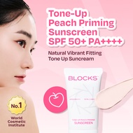 Tone-up and Oil-controlling Suncream BLOCKS TONE UP PEACH PRIMING SUNSCREEN SPF50+, PA++++