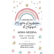 Kad Jemputan Bergambar Digital Full HD Majlis Aqiqah | Hari Jadi E-Card | Invitation Card Digital Ra