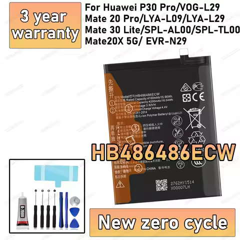 100% New High Quanlity HB486486ECW Battery For HUAWEI P30 Pro/VOG-L29/Mate 20 Pro/LYA-L29/Mate 30 Li