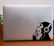 Monkey with Headphones Music Listening Enjoying Vinyl Sticker Decal Premium Quality for Car Bumper T