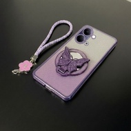 Vivo Y05 Casing Y11D Luxury Glitter/ Butterfly mirrorRing Free Flower Lanyard