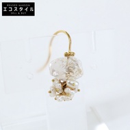 Muska K18YG 舞蹈耳環，含內含石英和 Akoya 珍珠，單耳 [二手]