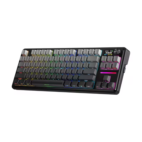 Redragon K743 PRO GB 80% Gasket RGB Gaming Keyboard w/Hype 1.14’’ TFT Screen & Knob, 84 Keys Mechani
