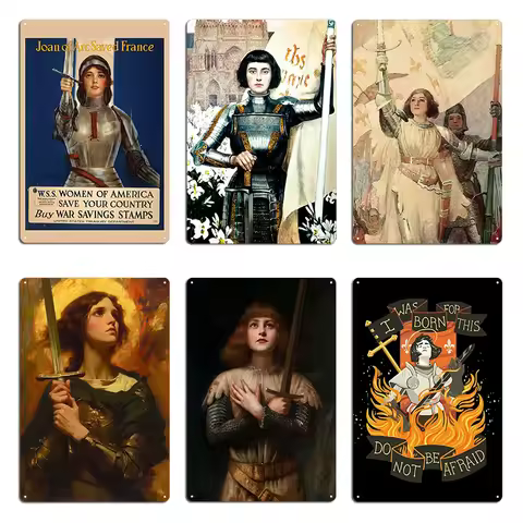 Joan Of Arc Ww2 Metal Sign Club Pub Garage Classic Wall Decor France Joan Of Arc Tin Sign Poster