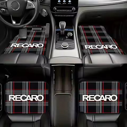 4pcs Car Floor Mats, Suitable For All Models With "RECARO" Patterns, Full-Season Universal Fit Styli
