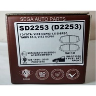 TOYOTA VOIS NCP93 NCP150 2007-2017 YARIS NCP91 BRAKE PAD FRONT & REAR (G,S) SPEC SD2253 & SD2254M SA