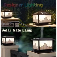 Designer Light 25cm Solar Gate Lamp Lampu Tiang Solar PVC Gate Lamp Pillar Light Lampu Pagar Solar Lampu Tembok (SG10)