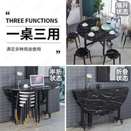 Household Dining Table Portable Folding Table Movable Dining Table 30% Fold Large Round Table Multif